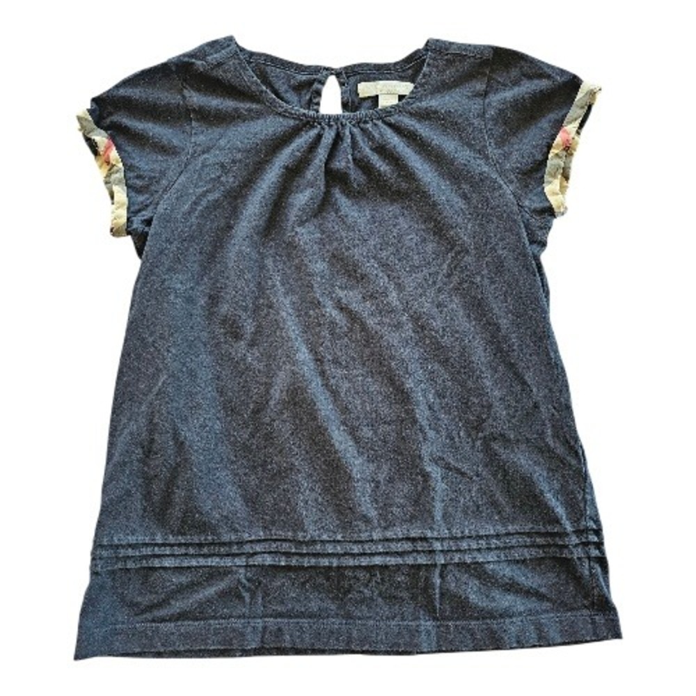 Burberry Cotton Black Signature Plaid Sleeve accents Preppy Dress sz Baby‎ 12T